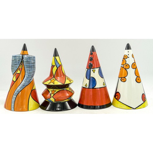 207 - Four Lorna Bailey Conical sugar sifters - Semi Circle, limited edition sugar sifter 14cm high - 191 ... 