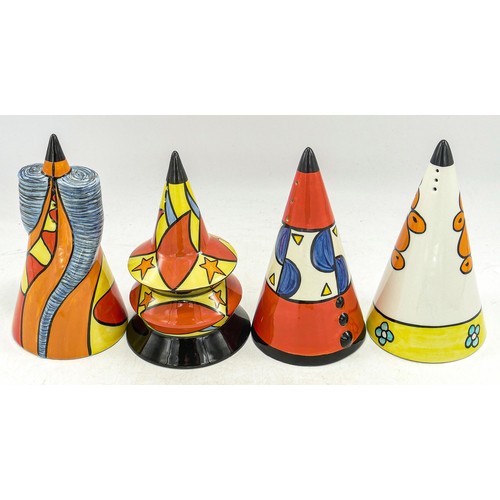 207 - Four Lorna Bailey Conical sugar sifters - Semi Circle, limited edition sugar sifter 14cm high - 191 ... 