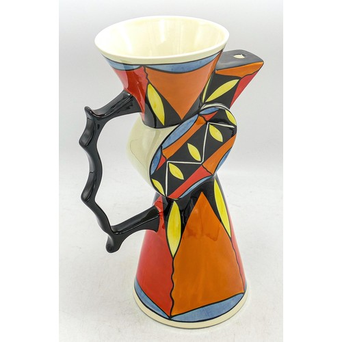 222 - Lorna Bailey medium Chevron jug limited edition 21/150. 25cm high, mark on bottom JM.