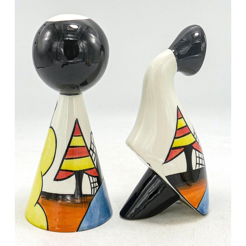 230 - Two Lorna Bailey Steamer Bridge pieces - Horn sugar shaker. Mark on base 'CC', 16cm high, plus a Sma... 