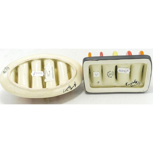 242 - Two Lorna Bailey toast racks - Chetwynd toast rack 18cm long, mark on base SD and a Dimsdale Hall to... 