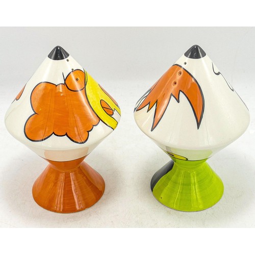 243 - Two Lorna Bailey sugar shakers - Brampton Cottage Diamond sugar shaker, mark on the base 'N' 15.5cm ... 