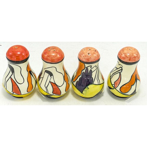 277 - Lorna Bailey 2 x House and Path salt & pepper cruet sets circa 1998. 10cm high. One is marked on Bot... 