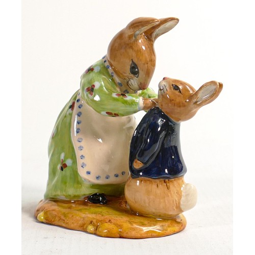 329 - Royal Doulton prototype colourway figure of Mrs Rabbit and Peter, with Royal Doulton not for resale ... 