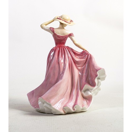 338 - Royal Doulton lady figure of lady holding hat with rose dress with prototype not for resale backstam... 