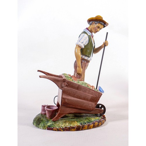 346 - Royal Doulton prestige figure of The Gardener in a prototype different colourway, h.26cm.