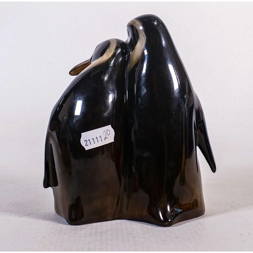 347 - Royal Doulton model of a pair of Penguins HN133,  Height 15.5cm - all over crazing, very tiny chip t... 