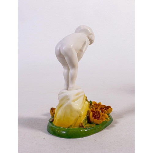 348 - Royal Doulton figurine Girl among Lilies HN604B - Hairline crack to base and base rim. Slight petal ... 