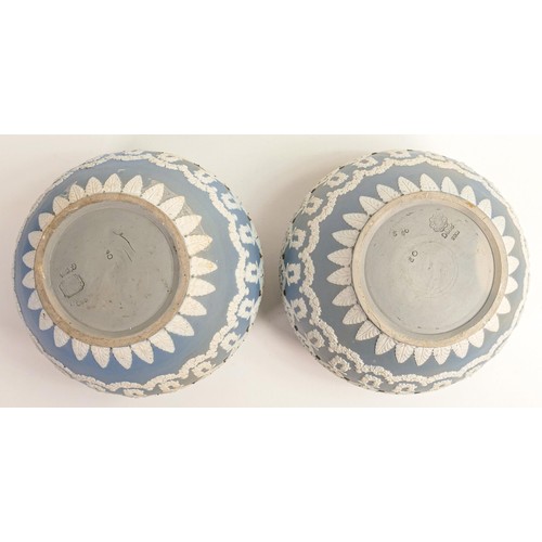 414 - Pair of large Doulton Lambeth Silicon ware Jardinières with relief decoration, height 18cm - some re... 