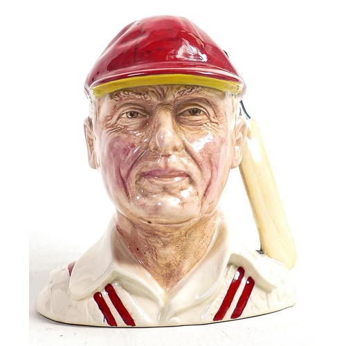 500 - Royal Doulton intermediate character jug The Hampshire Cricketer D6739, painted in a different red c... 