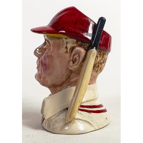 500 - Royal Doulton intermediate character jug The Hampshire Cricketer D6739, painted in a different red c... 