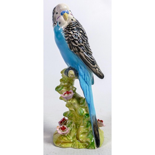 533 - Beswick Blue Budgie 1216, first version with embossed flowers.