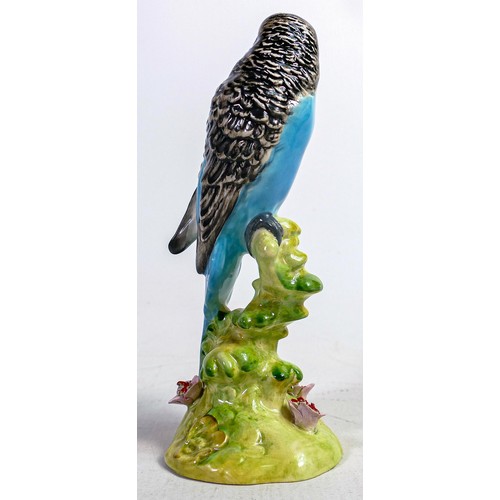 533 - Beswick Blue Budgie 1216, first version with embossed flowers.