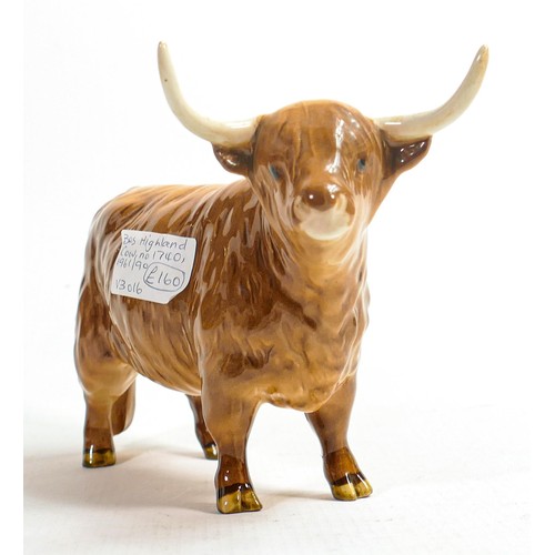 555 - Beswick Highland cow 1740 & calf 1827d. (2)