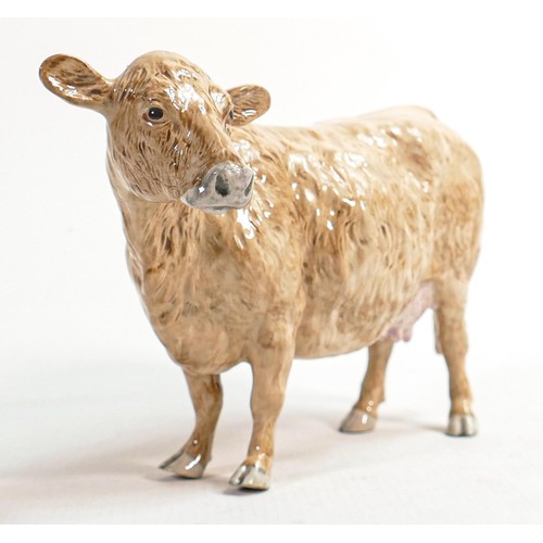 560 - Beswick prototype model of a roan Galloway cow model 4113, with Royal Doulton not for resale backsta... 