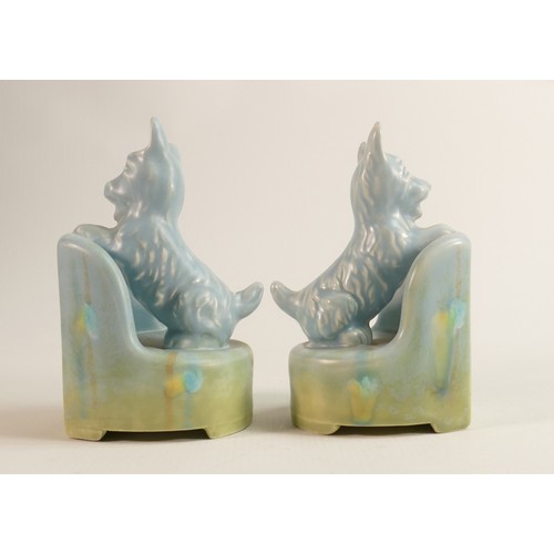 591 - Beswick matt blue dog standing in armchair bookends 87. (2)