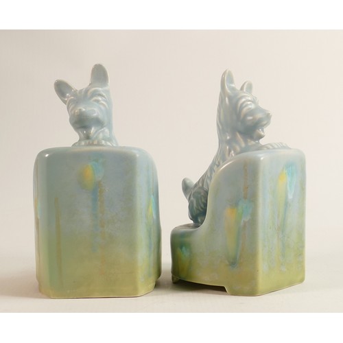 591 - Beswick matt blue dog standing in armchair bookends 87. (2)