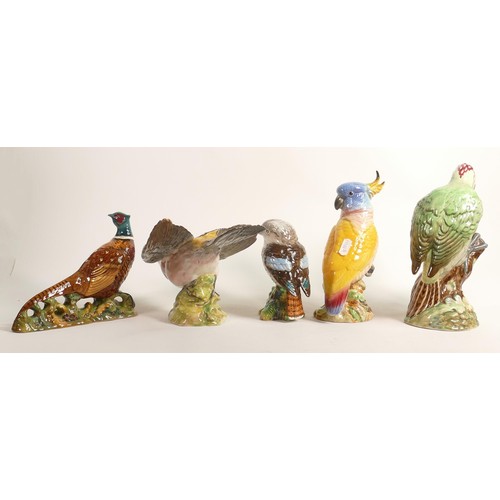 605 - A collection of Beswick birds comprising Cockatoo 1180, Pheasant 1226, Green Woodpecker 1213, Jay 12... 