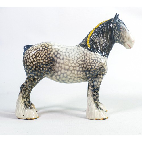 610 - Beswick Rocking horse grey shire 818, lovely early version with blue shading and holes in feet, unma... 