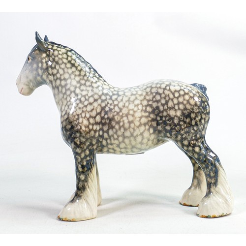 610 - Beswick Rocking horse grey shire 818, lovely early version with blue shading and holes in feet, unma... 