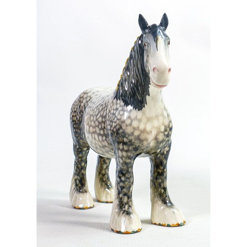 610 - Beswick Rocking horse grey shire 818, lovely early version with blue shading and holes in feet, unma... 