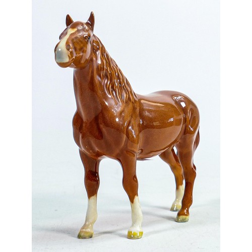 614 - Beswick Chestnut Head Up Pony 1197, restored ears.