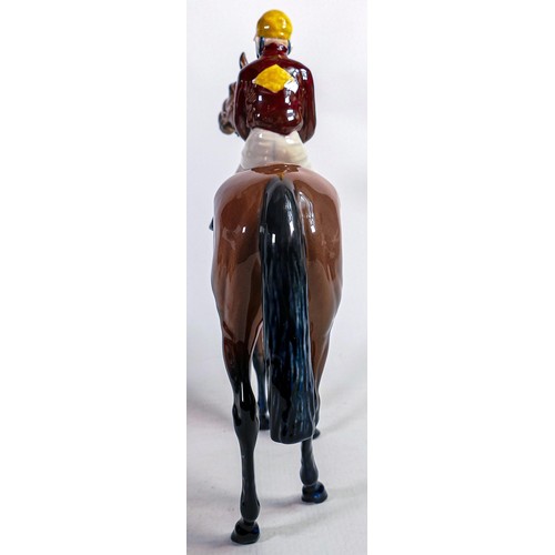 630 - Unusual Beswick Connoisseur gloss model of Red Rum with Brian Fletcher up.