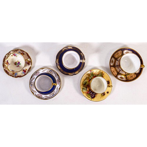 700 - A collection of Spode, Aynsley & Paragon floral & gilt decorated coffee cups & saucers. (5)