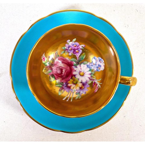 701 - Paragon Cabbage Rose hand decorated coffee cup & saucer.