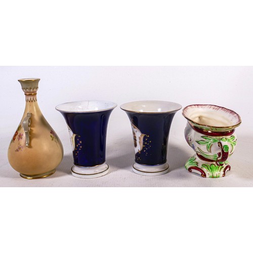 702 - A mixed collection of items to include - Royal vorcester Blush hand decorated vase, Cobalt blue Vase... 