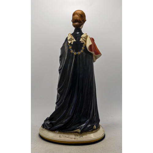 704 - Large Capodimonte figure of the Queen in royal robes, height 39cm.