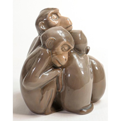 711 - Bing and Grondahl B&G 1581 Monkey family, height 12cm