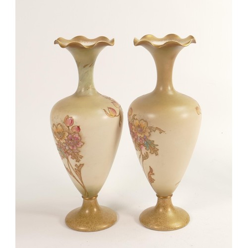 781 - Pair of Carlton Blush ware vases by Wiltshaw & Robinson, c1900, decorated & gilded with Dog Rose, h.... 