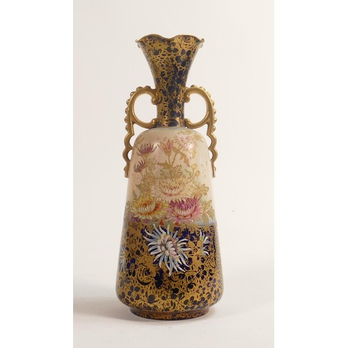 803 - Carlton Blush ware twin handled vase with Chrysanthemum decoration, by Wiltshaw & Robinson, c1900, H... 