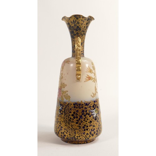 803 - Carlton Blush ware twin handled vase with Chrysanthemum decoration, by Wiltshaw & Robinson, c1900, H... 