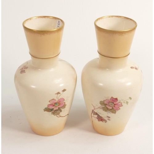 805 - Pair of Carlton Blush ware vases with floral decoration, by Wiltshaw & Robinson, c1900, Height 18.5c... 