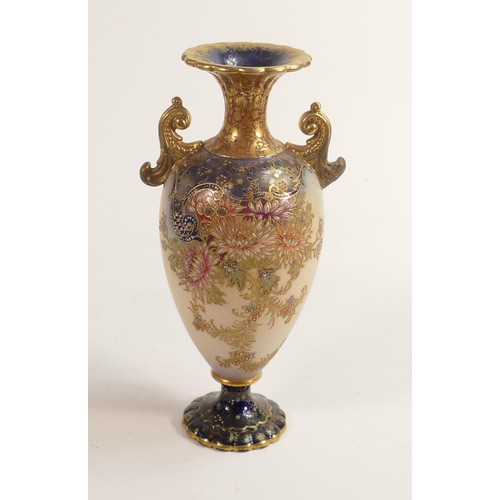 806 - Carlton Blush ware twin handled vase with floral decoration, by Wiltshaw & Robinson, c1900, Height 2... 