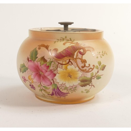 808 - Carlton Blush ware Tobacco jar with floral decoration, by Wiltshaw & Robinson, c1900, diameter 11cm