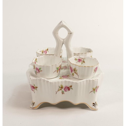 809 - Carlton Blush ware handled egg cup stand with floral decoration, by Wiltshaw & Robinson, c1900, Heig... 