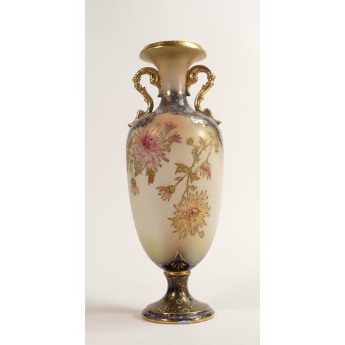 821 - Carlton Blush ware large twin handled vase with floral decoration, by Wiltshaw & Robinson, c1900, he... 