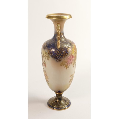 821 - Carlton Blush ware large twin handled vase with floral decoration, by Wiltshaw & Robinson, c1900, he... 