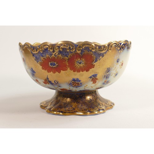 825 - Carlton Blush ware large footed fruit bowl with floral decoration, by Wiltshaw & Robinson, c1900, di... 