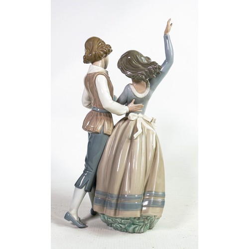 833 - Lladro Young Peasant Dancers figure group, height 27cm (tip of finger missing)