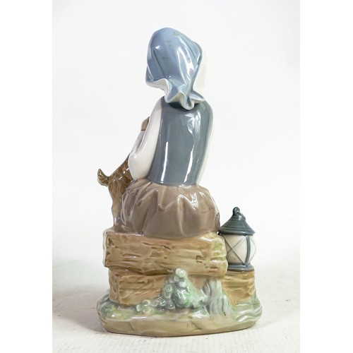 836 - Lladro figurine 4910 Girl with Lantern and Dog, height 22cm