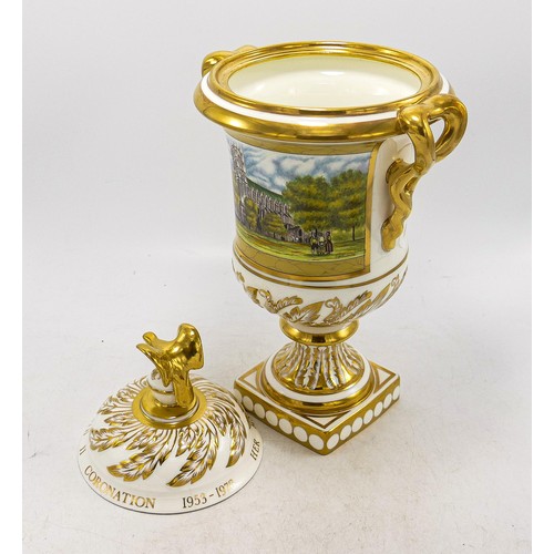 852 - Coalport Eagle Vase to commemorate Queen Elizabeth II 25th Anniversary, height 30cm, boxed.