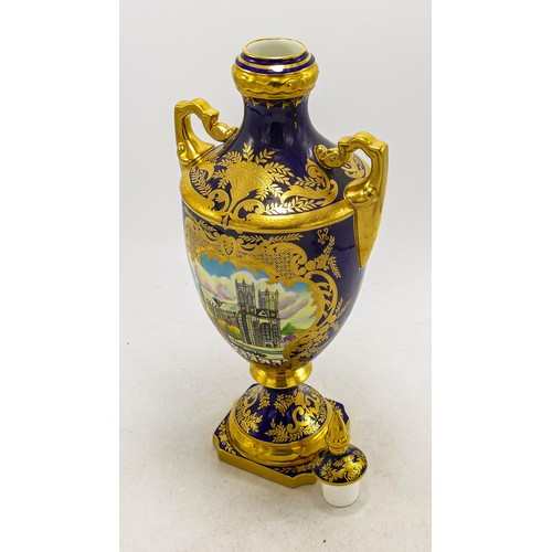 854 - Coalport coronation Windsor vase to commemorate Queen Elizabeth's Silver Jubilee, height 30cm, boxed... 