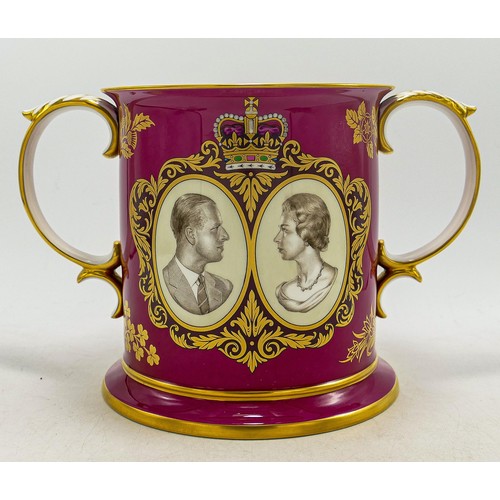 856 - Spode large commemorative Loving Cup to commemorate The Royal 25th Wedding Anniversary, height 16cm,... 