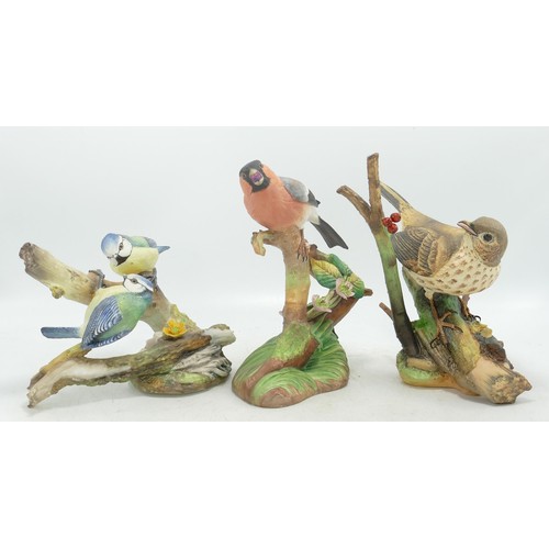 863 - Coalport limited edition bird figures to include Blue tits, Bullfinch & Song Thrush, height of talle... 