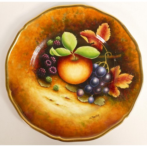 867 - A Coalport fruits still life cabinet plate, richly decorated, hand painted and signed by Manfred Pin... 