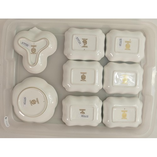 879 - Minton raised gold decorative Asprey designed rectangular dishes, 9.5cm x 7.5cm (8)